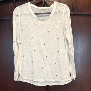 C&C California Cream Long Sleeve Tee with Floral Accents